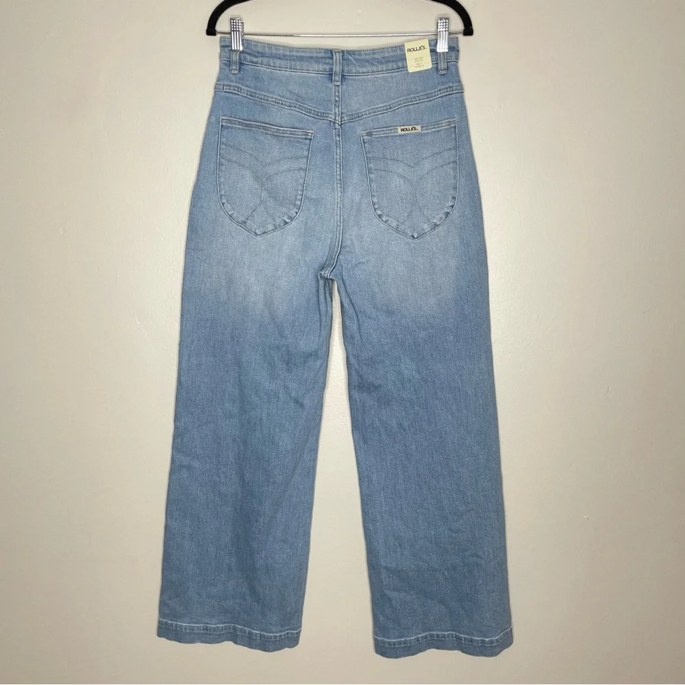 NWT ROLLA’S Sailor Jean Wide Leg High Rise Bluebird Organic Cotton Blue Size 31 - Picture 7 of 10